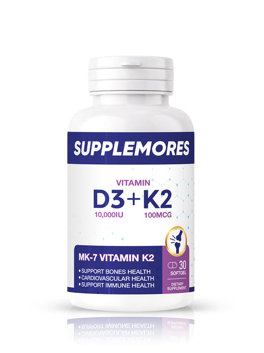Vitamin D3 10,000 IU + K2 100 MCG (30 Softgels) Supplemores