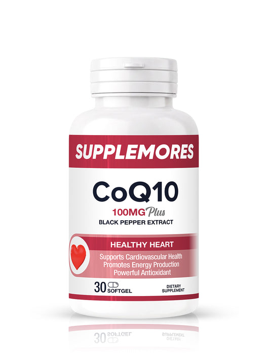 CoQ10 100mg + Black Pepper Extract 5mg (30 Softgels) Supplemores