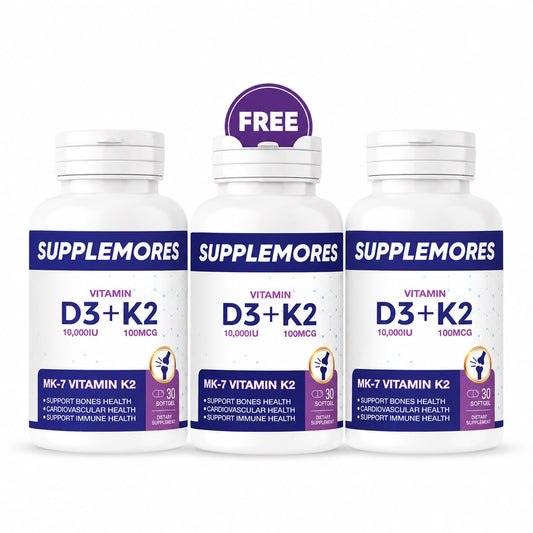 Vitamin D3 10,000 IU + K2 100 MCG (3 Packs) Supplemores