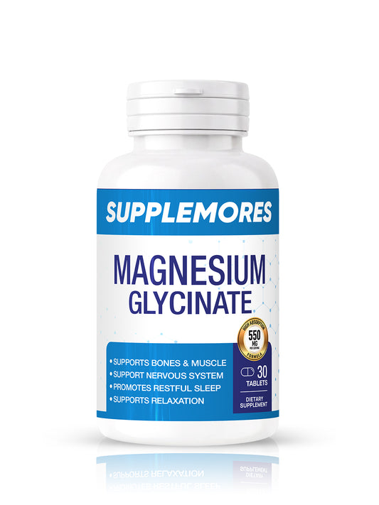 Magnesium Glycinate 550mg (30 Tablets) Supplemores